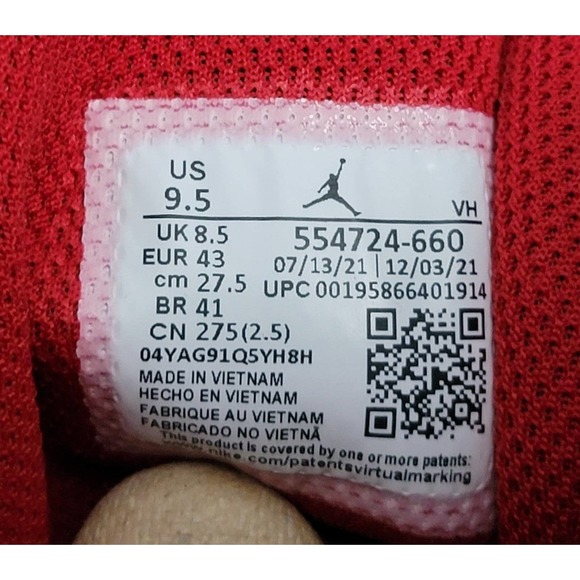 Nike Air Jordan 1 Mid Sneaker Reverse Bred Red Shoes Men's 9.5 544724-660 11W - Picture 7 of 10